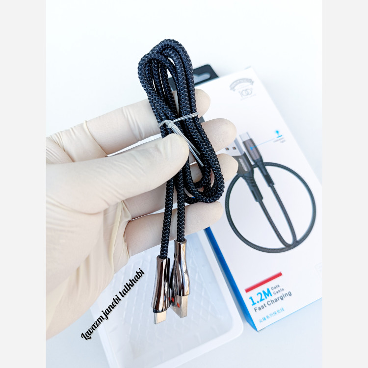کابل شارژ برزنتی تایپ سی TYPE C برند JOYROOM مدل S-M411،دارای نشانگر LED،قابلیت انتقال دیتا و فست شارژ،طول کابل 1.2 متر