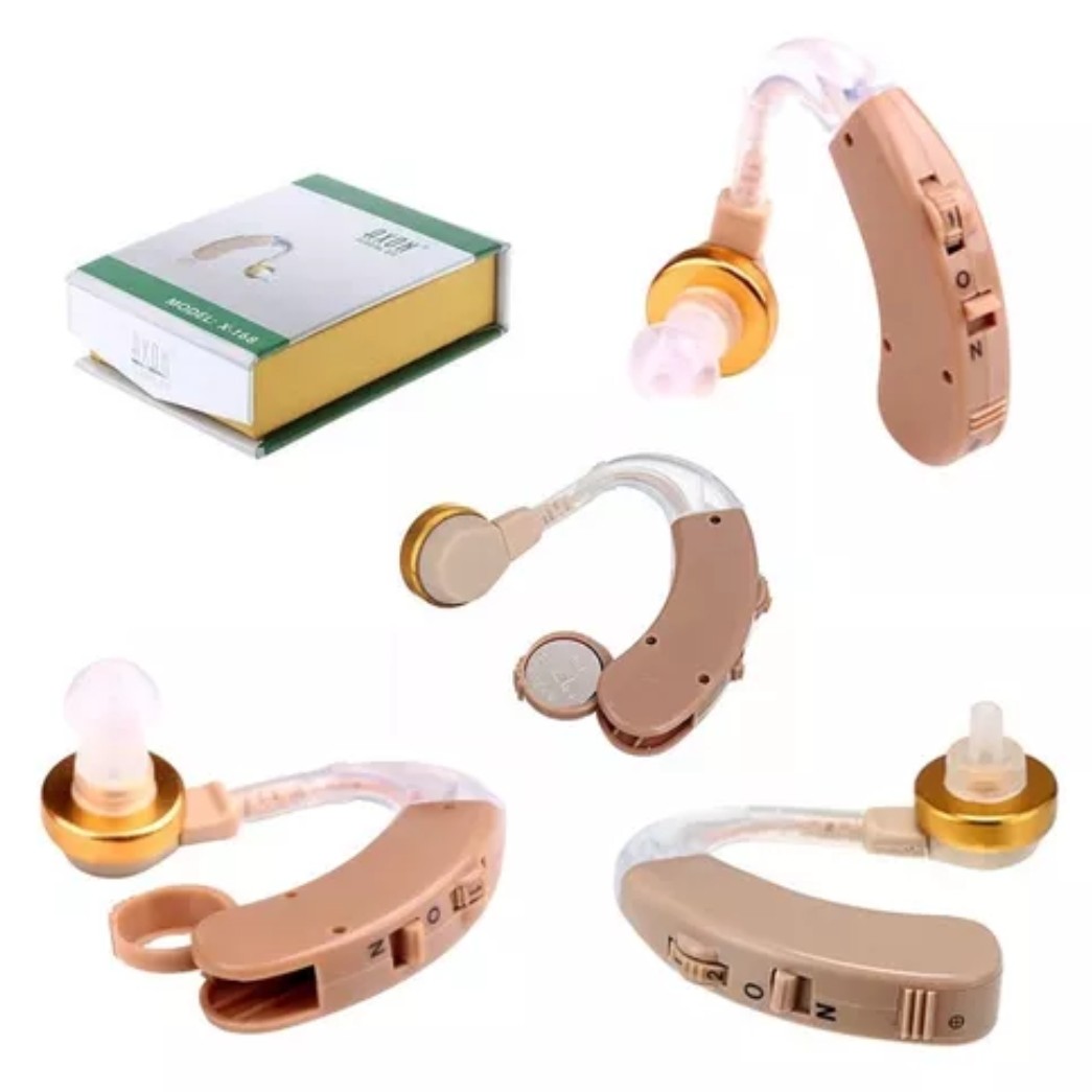 سمعک آنالوگ باتری خور (پشت گوش) برند AXON مدل X-168،رنگ کرم،بدون نیاز به قالب گیری،مناسب برای تمامی سنین،کیفیت صدا عالی