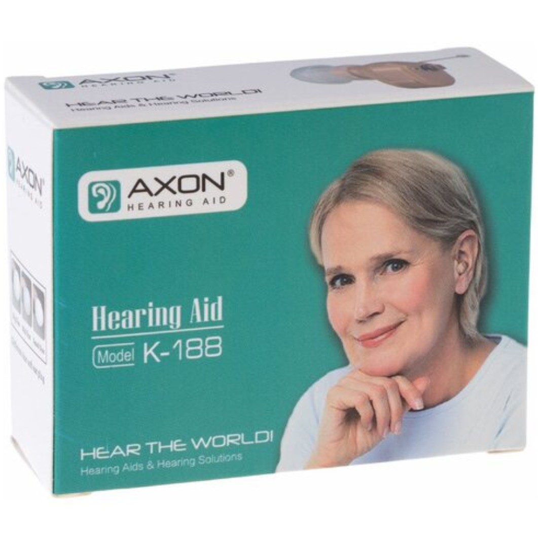 سمعک آنالوگ ژاپنی باتری خور (داخل گوش) نامرئی برند AXON مدل K-188 بدون نیاز به قالب گیری (کوچک ترین سمعک موجود در ایران)