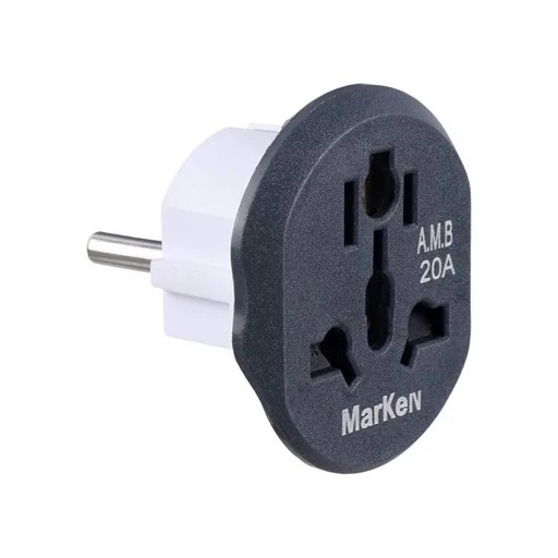 تبدیل 3 به 2 برق وارداتی مارکن مدل Marken A.M.B 20A،شامل 7 مدل پریز ورودی مدل های A-C-E-F-G-I-M