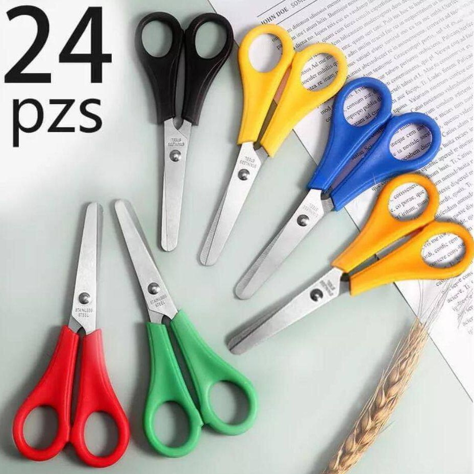 قیچی کاغذ خط کش دار رنگی (نوک گرد) STAINLESS STEEL دارای تیغه فولادی ضد زنگ،دارای رنگ شفاف،مناسب برای مدرسه و کودکان