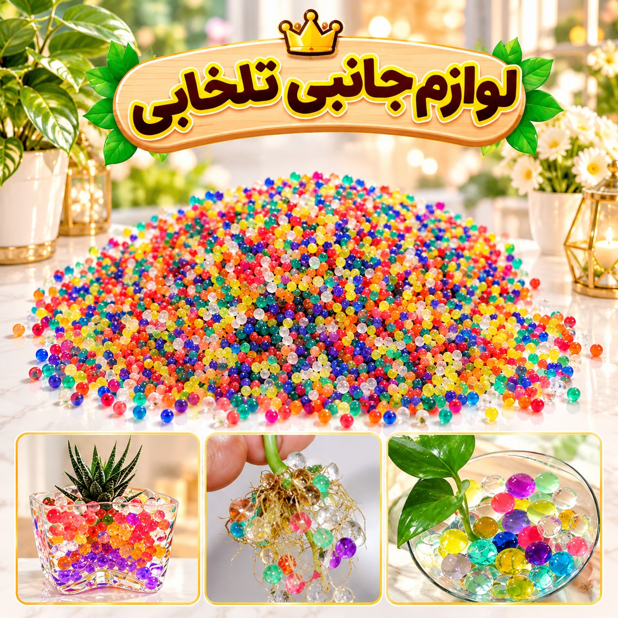 خاک ژله ای رنگی مدل Seven Color،مناسب برای سبزه،گلها،گلدان آکواریوم،تنگ آب و... (تخفیف ویژه)