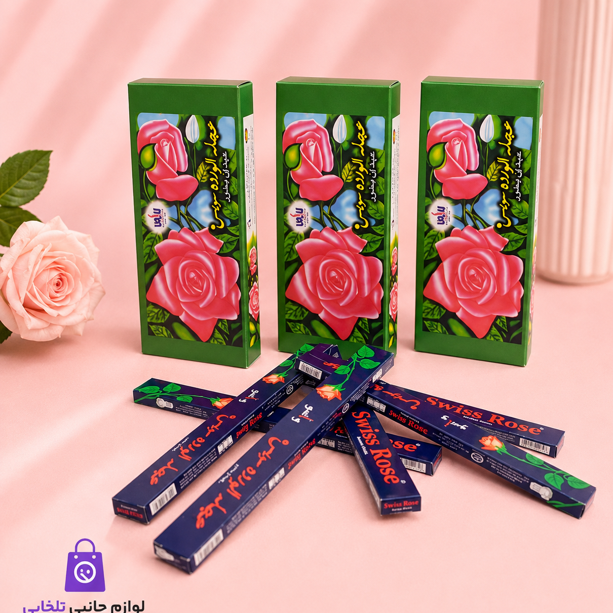 عود خوشبو کننده واسو مدل Swiss Rose پک 7 عددی،دارای رایحه ای خوش مانند عطر رز سوئیسی،مناسب برای مهمانی،آشپزخانه و...