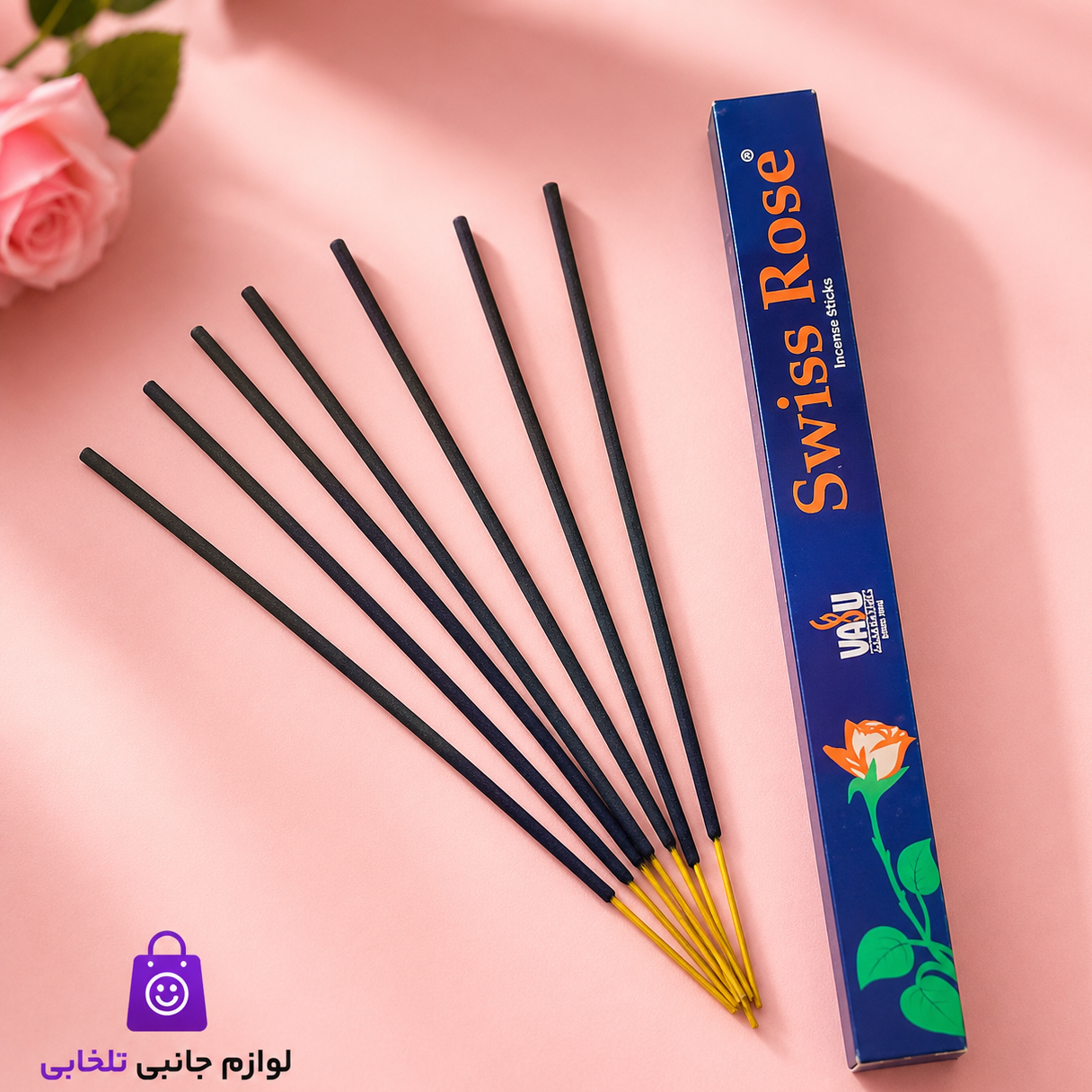 عود خوشبو کننده واسو مدل Swiss Rose پک 7 عددی،دارای رایحه ای خوش مانند عطر رز سوئیسی،مناسب برای مهمانی،آشپزخانه و...