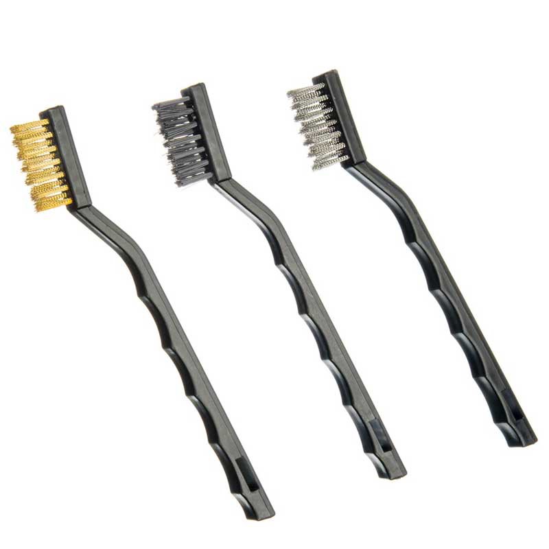 فرچه سیمی (برس سیمی) مسواکی مناسب برای پاک کردن قطعات فلزی،سطوح سخت،ابزار یا قطعه ی برش خورده (مجموعه 3 عددی)