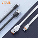 کابل شارژر اورجینال میکرو یو اس بی برند ویدوی VIDVIE مدل CB411T به طول یک متر با قابلیت انتقال اطلاعات،صد در صد فست شارژ