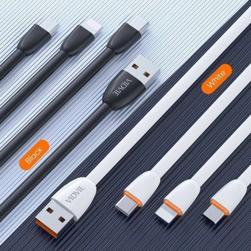 کابل شارژر اورجینال میکرو یو اس بی برند ویدوی VIDVIE مدل CB411T به طول یک متر با قابلیت انتقال اطلاعات،صد در صد فست شارژ