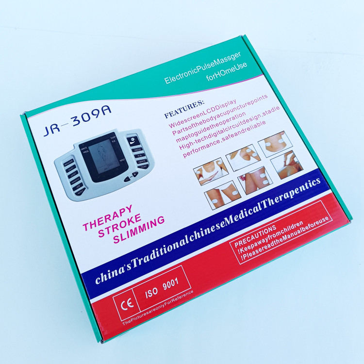 دستگاه فیزیوتراپی و ماساژ خانگی (دستگاه تنس عضلانی،پالس دمپایی تراپی) مدل JR-309A،دارای قابلیت کار با باطری و برق شهری