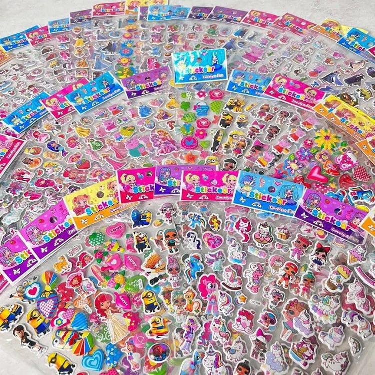 استیکر برجسته بلند فانتزی (برچسب پفکی) در طرحهای دخترانه و پسرانه مناسب برای جوایز مدارس و تشویق کودکان