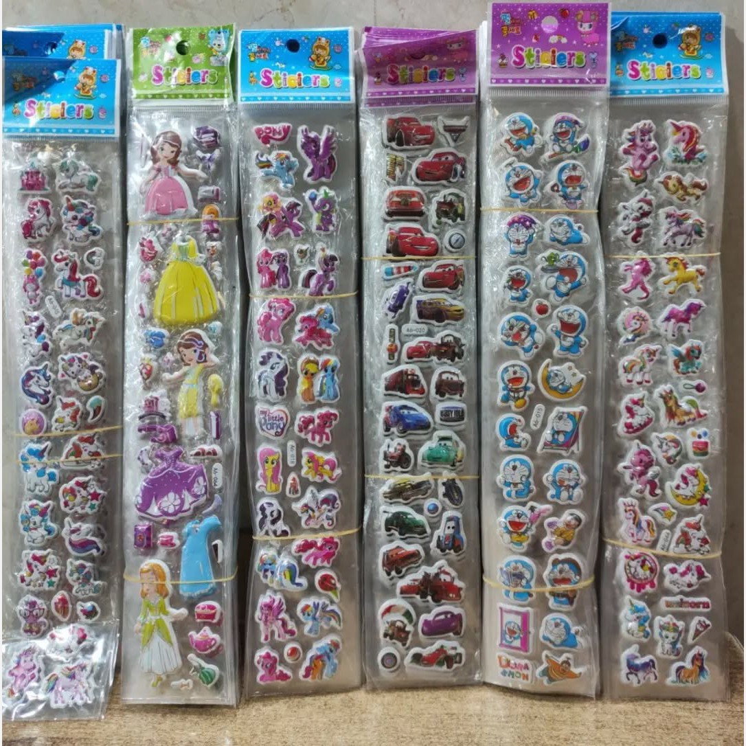 استیکر برجسته بلند فانتزی (برچسب پفکی) در طرحهای دخترانه و پسرانه مناسب برای جوایز مدارس و تشویق کودکان