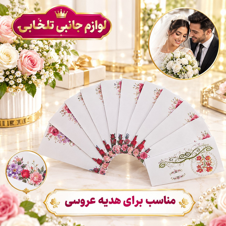 پاکت پول کاغذی مدل گل ساده،مناسب برای هدیه عروسی (شامل 1 پک 20 عددی،هر بسته شامل 4 طرح متنوع) تخفیف ویژه