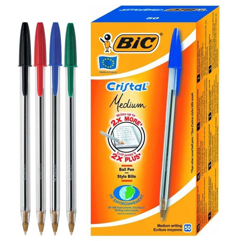 خودکار بیک 1 میلی متر Cristal Medium دارای نوک ساچمه ای،بدنه پلاستیکی و درپوش گیره ای (بسته 1 عددی)