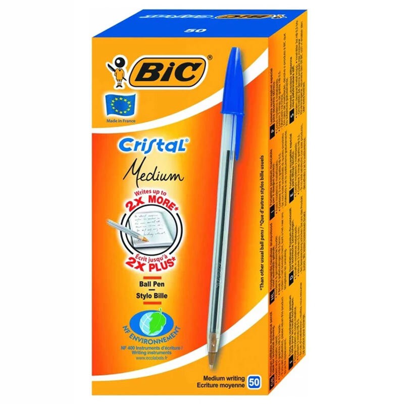 خودکار بیک 1 میلی متر Cristal Medium دارای نوک ساچمه ای،بدنه پلاستیکی و درپوش گیره ای (بسته 1 عددی)