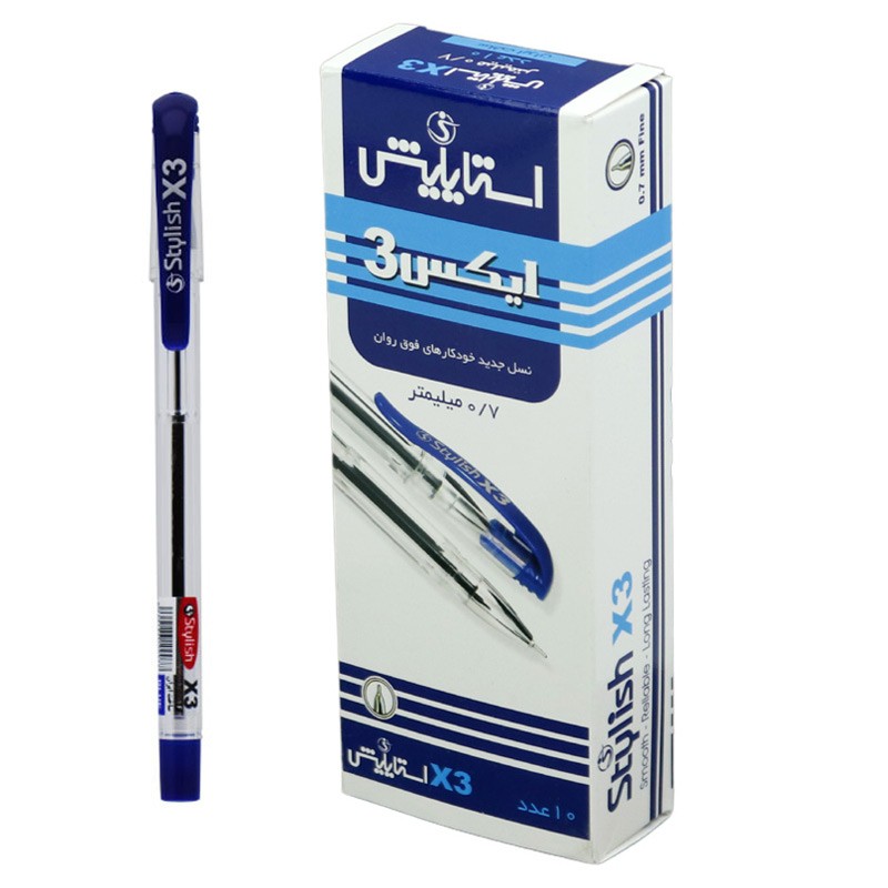 خودکار استایلیش 0.7 میلی متر X3،دارای گیره برای حمل در جیب،در سه رنگ آبی،قرمز،مشکی (بسته 1 عددی)