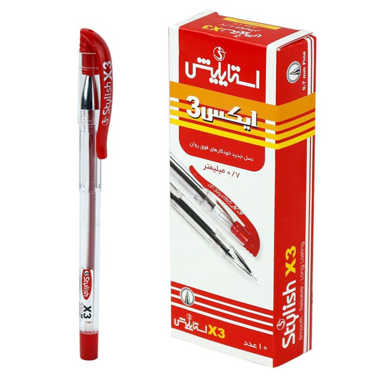 خودکار استایلیش 0.7 میلی متر X3،دارای گیره برای حمل در جیب،در سه رنگ آبی،قرمز،مشکی (بسته 1 عددی)