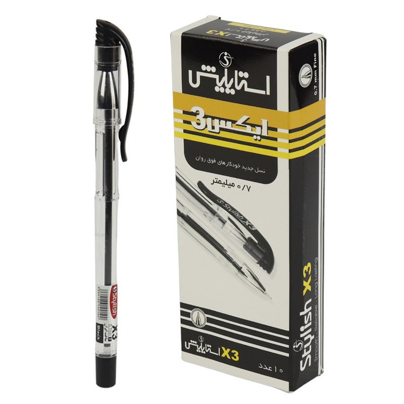 خودکار استایلیش 0.7 میلی متر X3،دارای گیره برای حمل در جیب،در سه رنگ آبی،قرمز،مشکی (بسته 1 عددی)