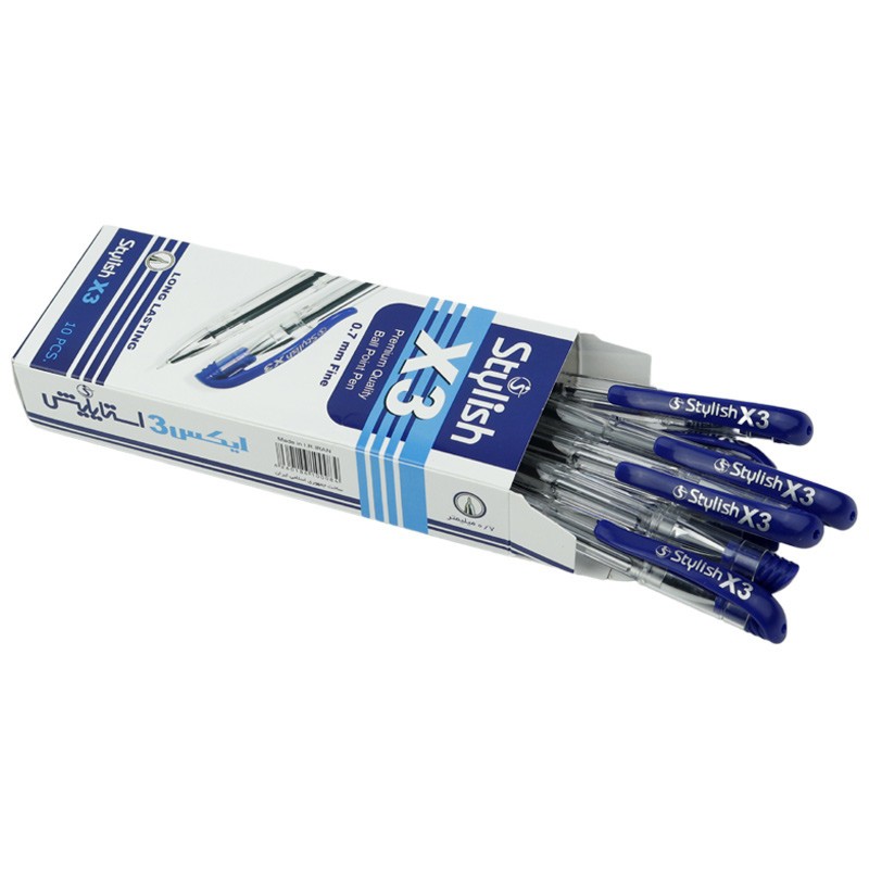 خودکار استایلیش 0.7 میلی متر X3،دارای گیره برای حمل در جیب،در سه رنگ آبی،قرمز،مشکی (بسته 1 عددی)