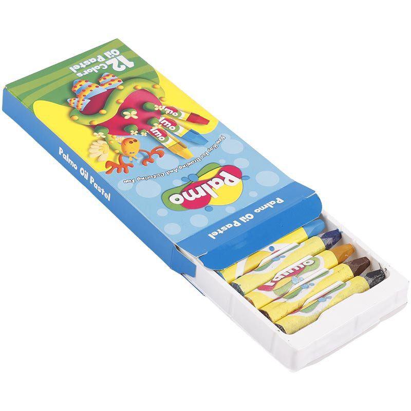 مداد شمعی (پاستل روغنی) 12 رنگ پالمو Palmo مناسب برای نقاشی کودکان و استفاده در مدارس و مهدکودک (تخفیف ویژه)