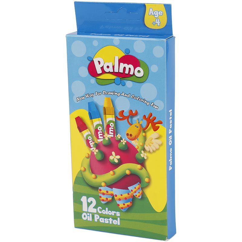 مداد شمعی (پاستل روغنی) 12 رنگ پالمو Palmo مناسب برای نقاشی کودکان و استفاده در مدارس و مهدکودک (تخفیف ویژه)