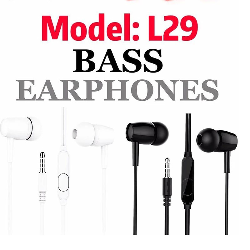 هندزفری باسیم EARPHONES مدل L29،مناسب برای مکالمه،گیمینگ،ورزش،کاربری عمومی،کیفیت فوق العاده عالی (تخفیف ویژه)