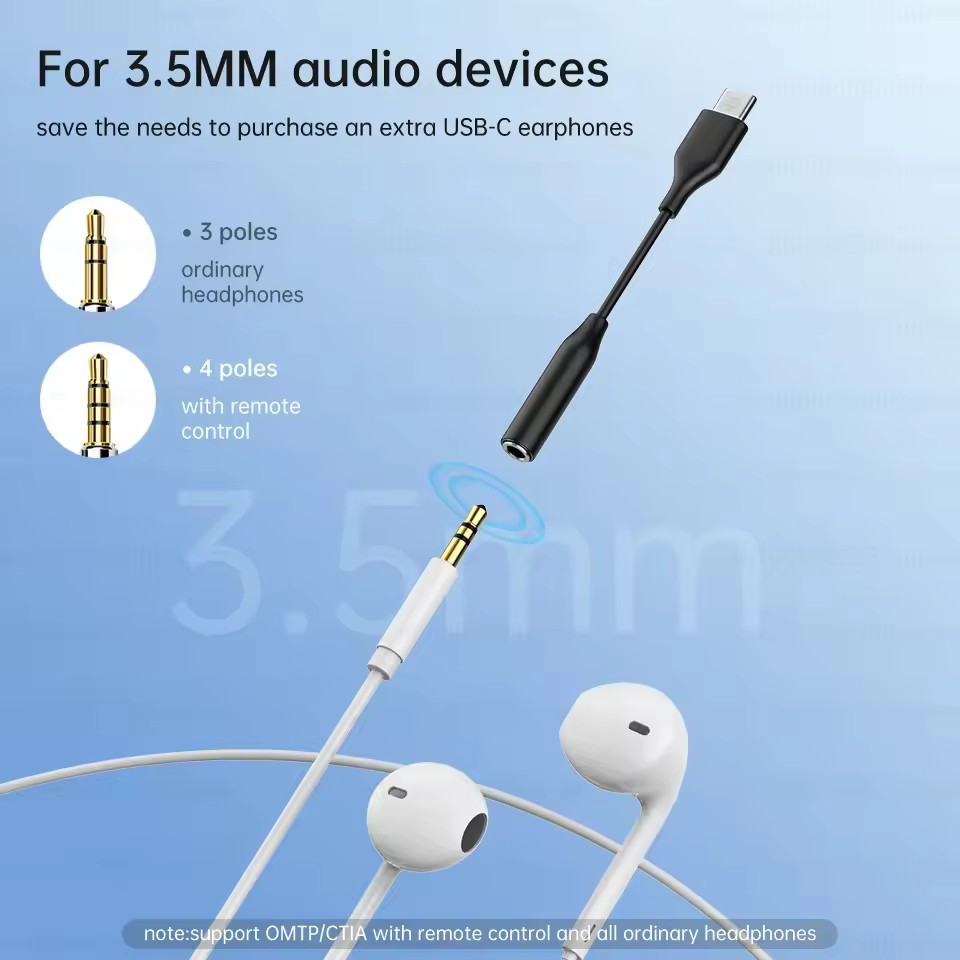 تبدیل Type-C به جک 3.5 میلیمتری (AUX)،مناسب اتصال انواع هدفون و هندزفری به موبایل و تبلت دارای پورت Type-C (کیفیت عالی)