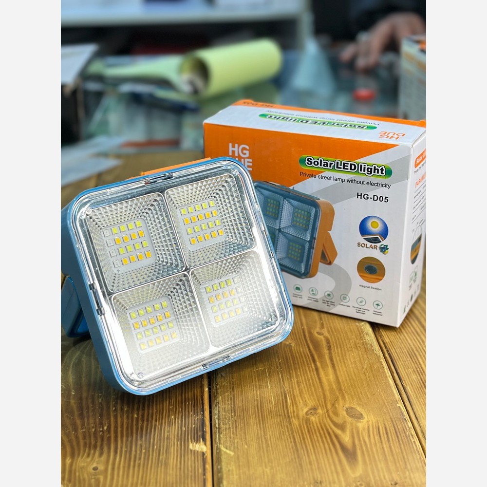 پروژکتور LED سولار شارژی خورشیدی،چراغ شارژی همراه،پروژکتور کمپینگ مدلhg d05،پروژکتور پنل خورشیدی