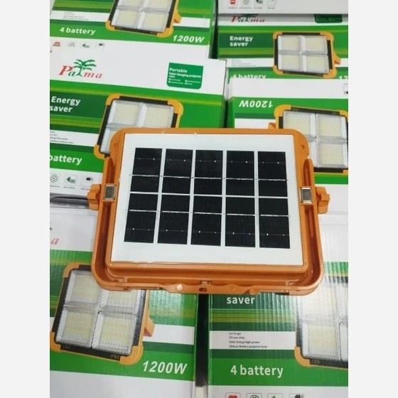 پروژکتور شارژی و خورشیدی pama ظرفیت 1200وات با 4باطری مگنتی