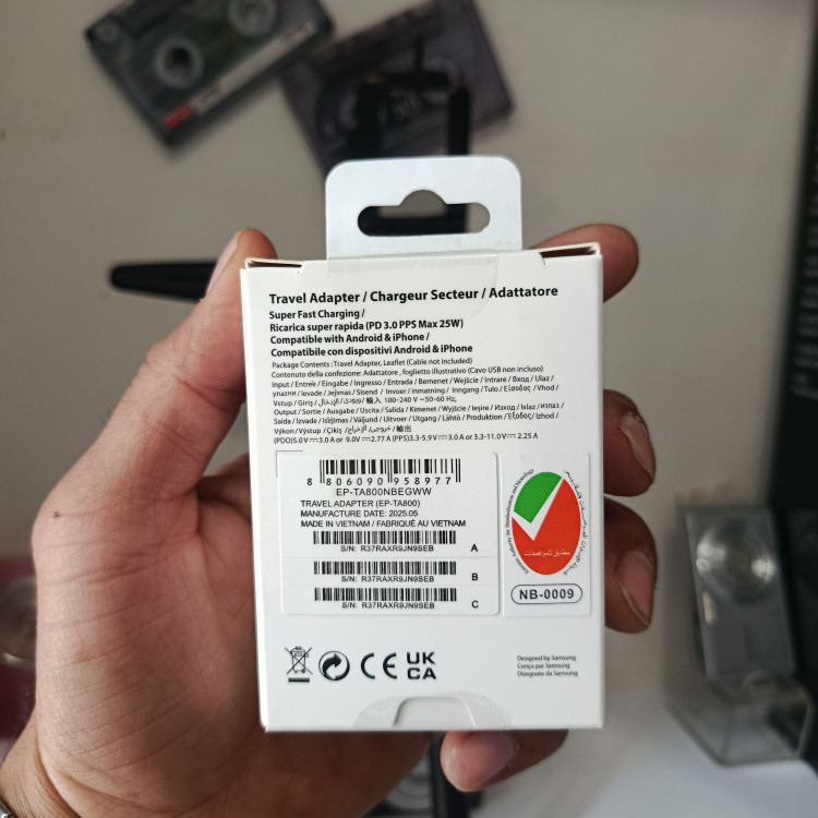 شارژر 25w وات سامسونگ اورجینال برد مشکی nfc فعال