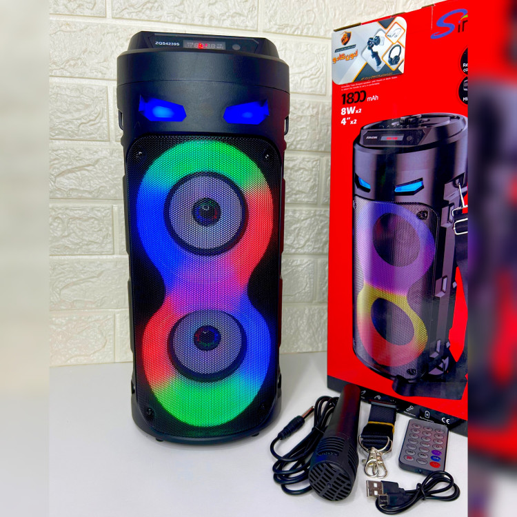 اسپیکر بلوتوثی طرح چشم میکروفون دار قابلیت تغییر صدا EQ دارای ریموت کنترل رقص نور RGB قابل حمل (ارسال پس کرایه)
