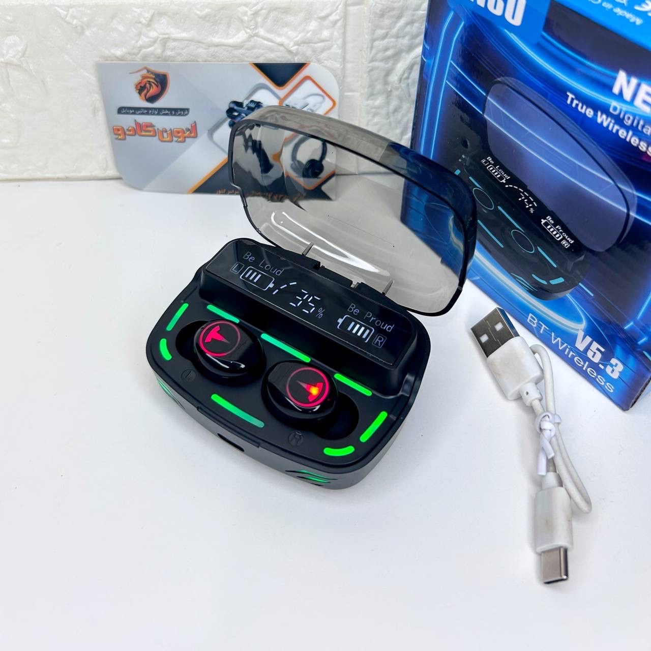 ایرپاد بلوتوثی پاور بانک دار کیفیت عالی رقص نور RGB مناسب مکالمه و موریک