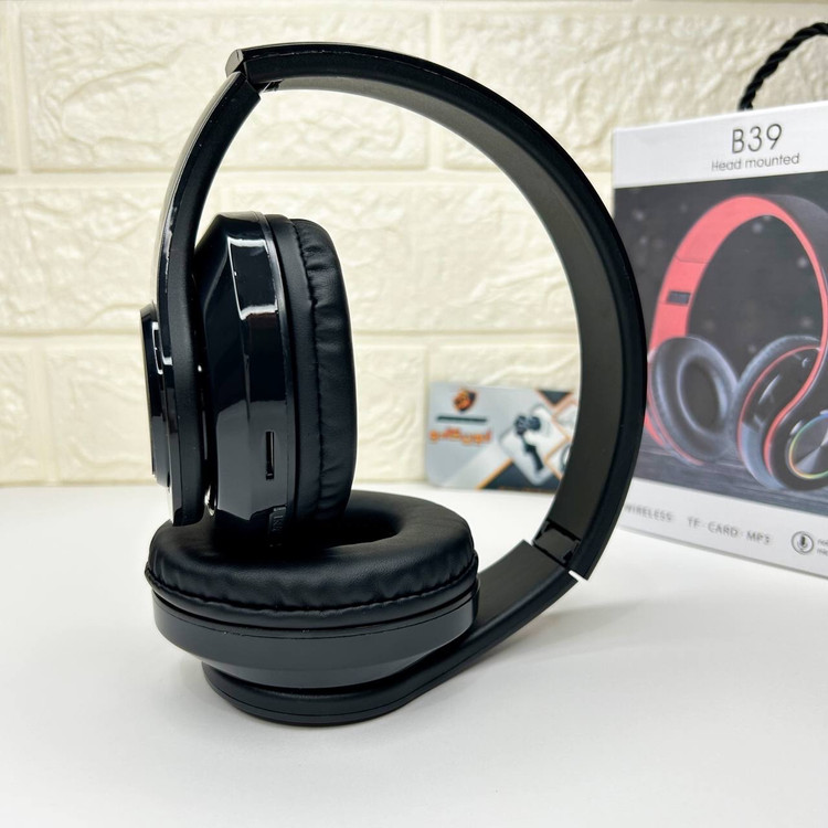 هدفون بلوتوثی تاشو رم خور مشکی براق RGB مناسب ورزش تماس موزیک هدفون گیمینگ تاشو کیفیت درجه یک بیس بالا