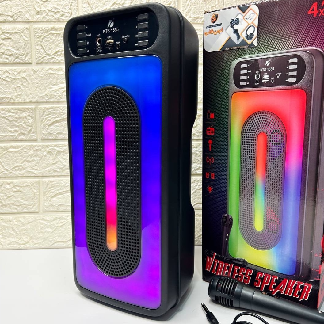اسپیکر بلوتوثی میکروفون دار قابل حمل رم خور فلش خور رقص نور RGB (ارسال پس کرایه)