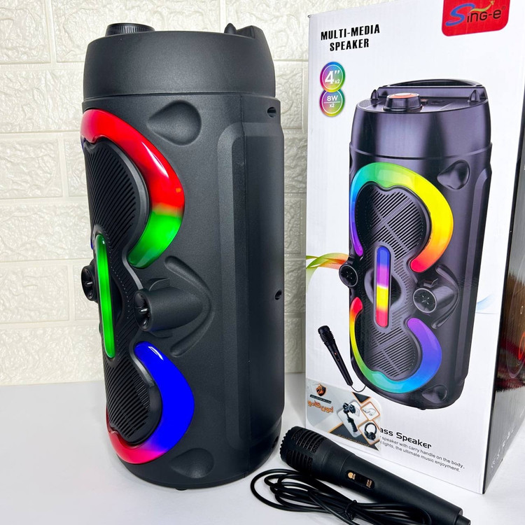 اسپیکر بلوتوثی میکروفون دار قابل حمل رقص نور RGB (ارسال پس کرایه)