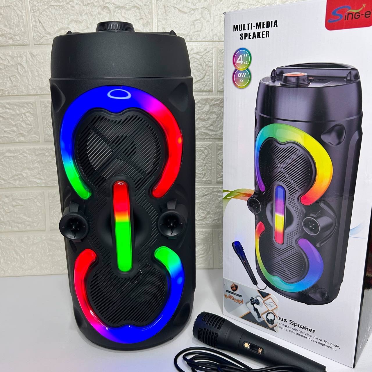 اسپیکر بلوتوثی میکروفون دار قابل حمل رقص نور RGB (ارسال پس کرایه)