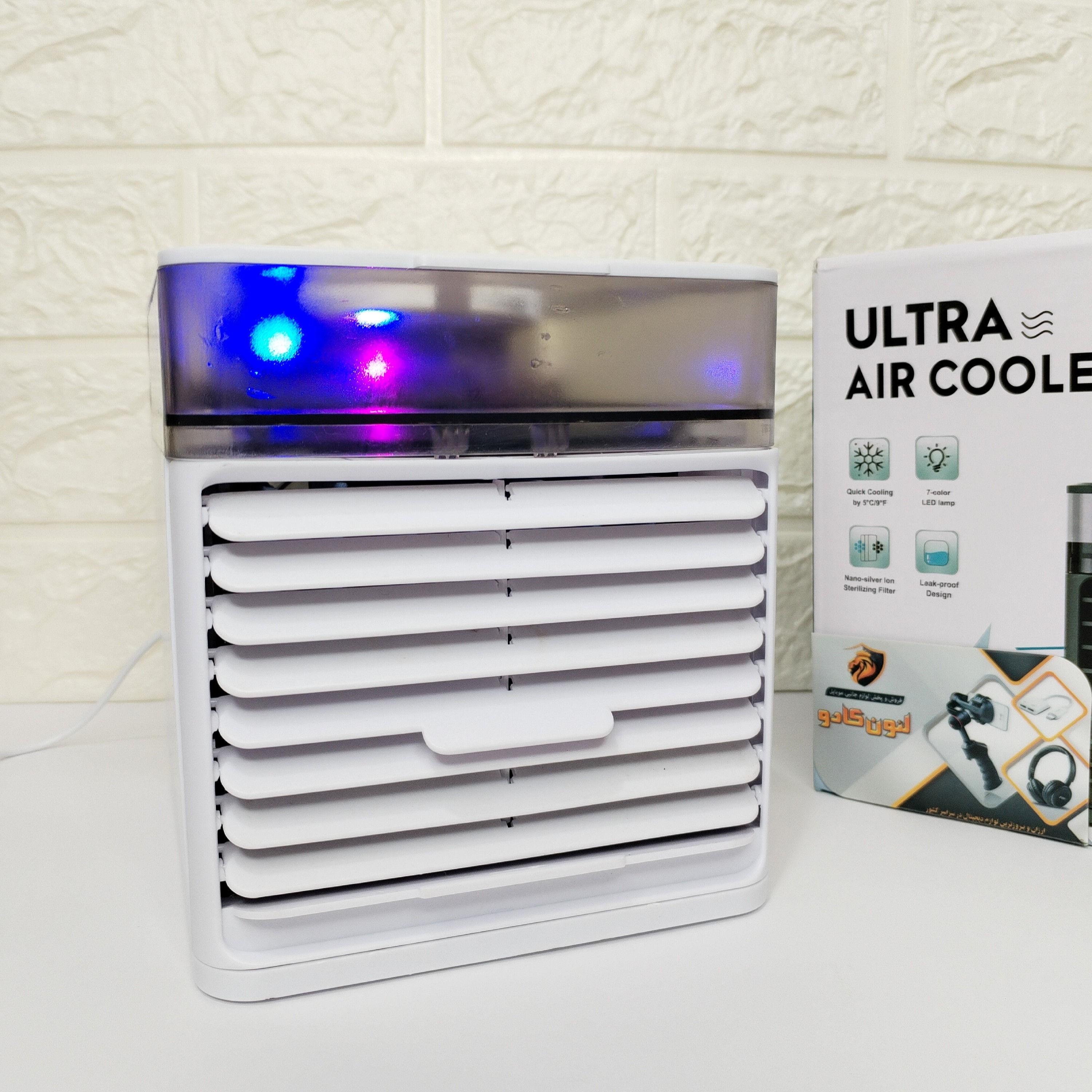 مینی کولر آبی رومیزی جدید هفت رنگ LED مه پاش کولر مینی مدل Ultra Air cooler با کیفیت عالی (هزینه ارسال پس کرایه)