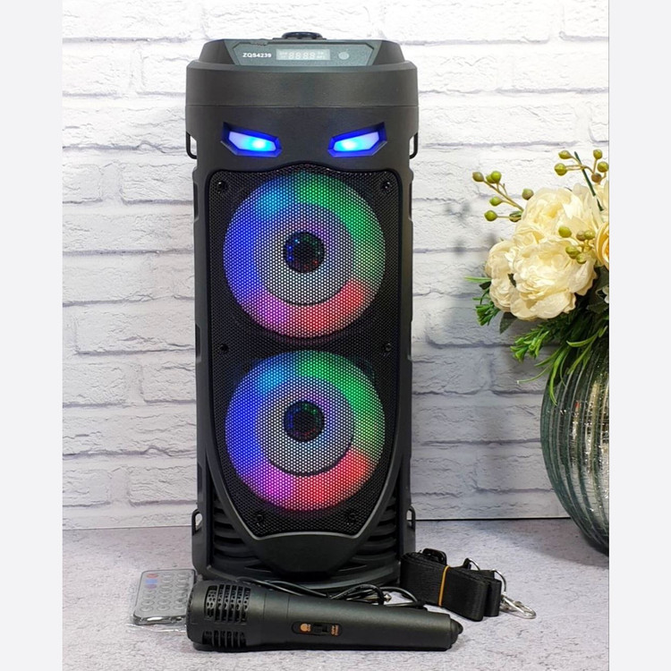 اسپیکر بلوتوثی میکروفون دار رم خور فلش خور قابل حمل رقص نور RGB (ارسال پس کرایه)