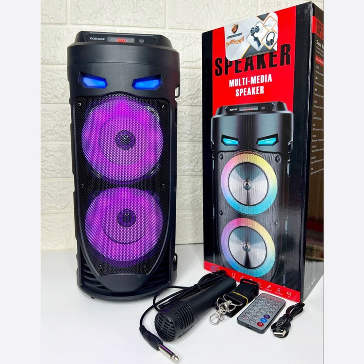 اسپیکر بلوتوثی میکروفون دار رم خور فلش خور قابل حمل رقص نور RGB (ارسال پس کرایه)
