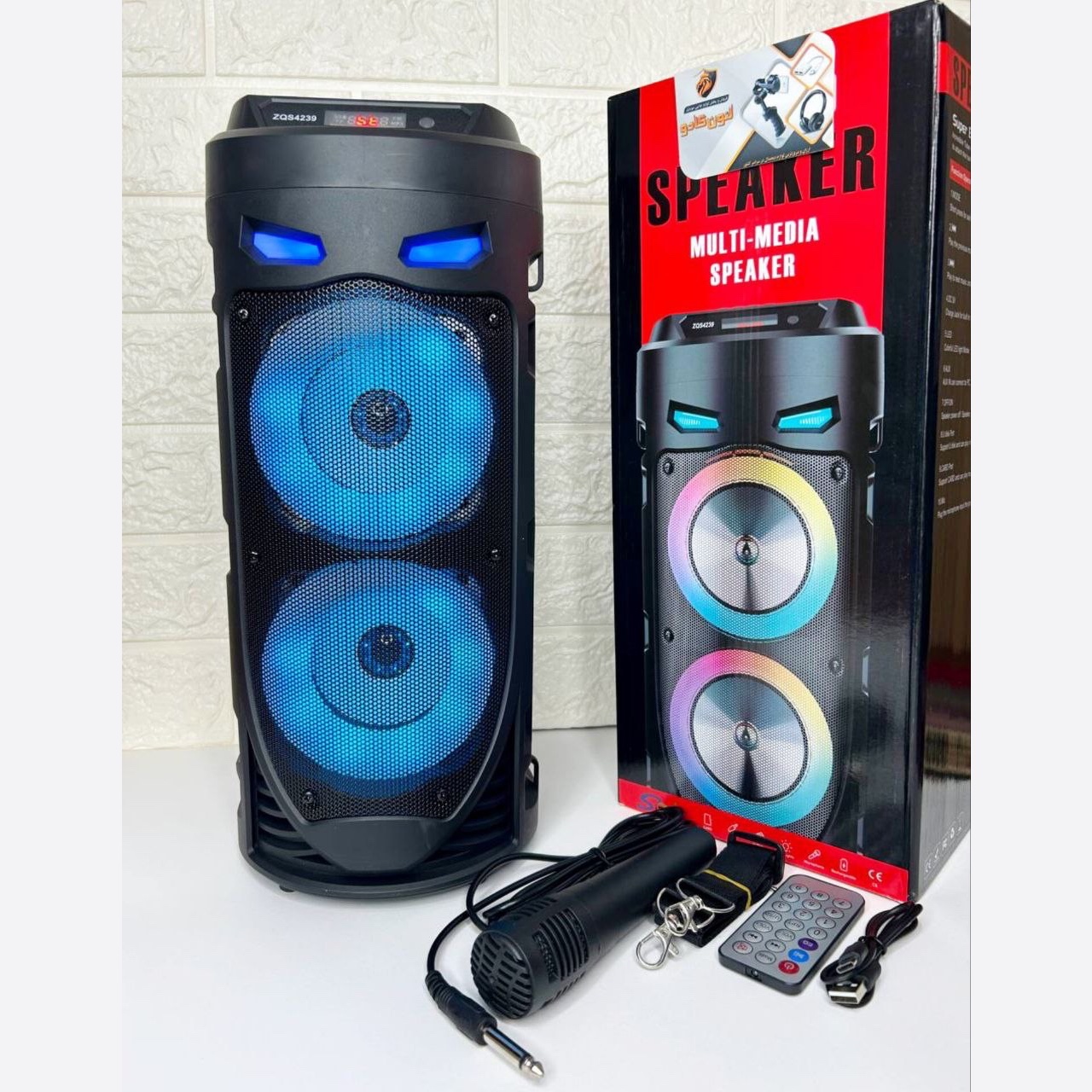 اسپیکر بلوتوثی میکروفون دار رم خور فلش خور قابل حمل رقص نور RGB (ارسال پس کرایه)