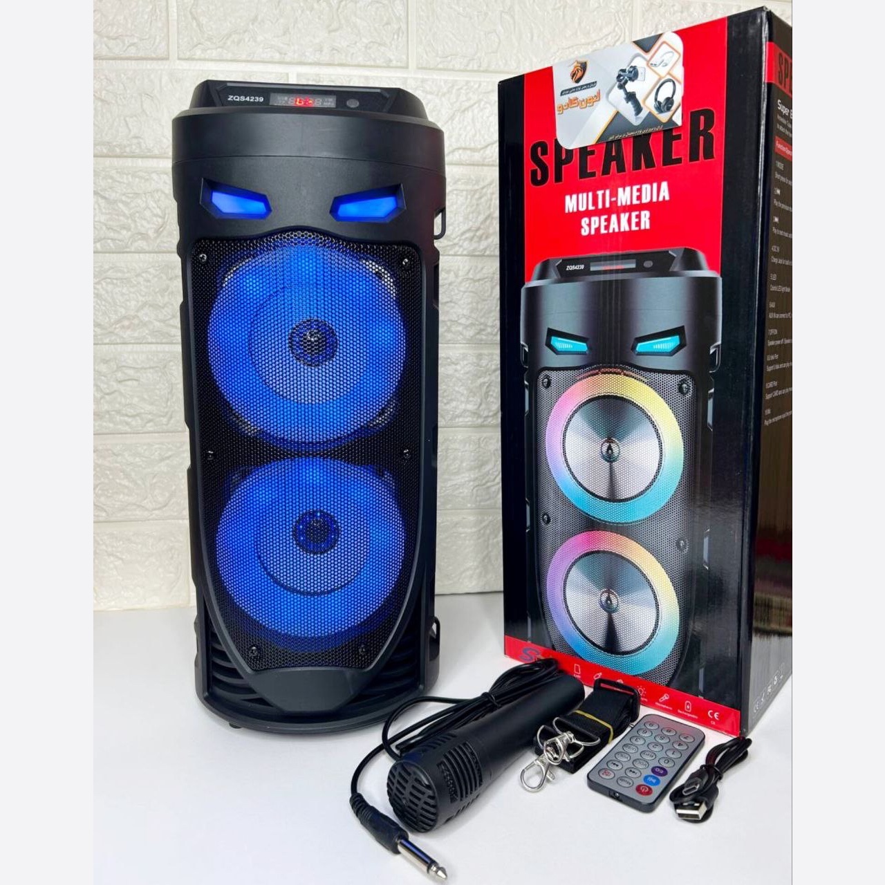 اسپیکر بلوتوثی میکروفون دار رم خور فلش خور قابل حمل رقص نور RGB (ارسال پس کرایه)