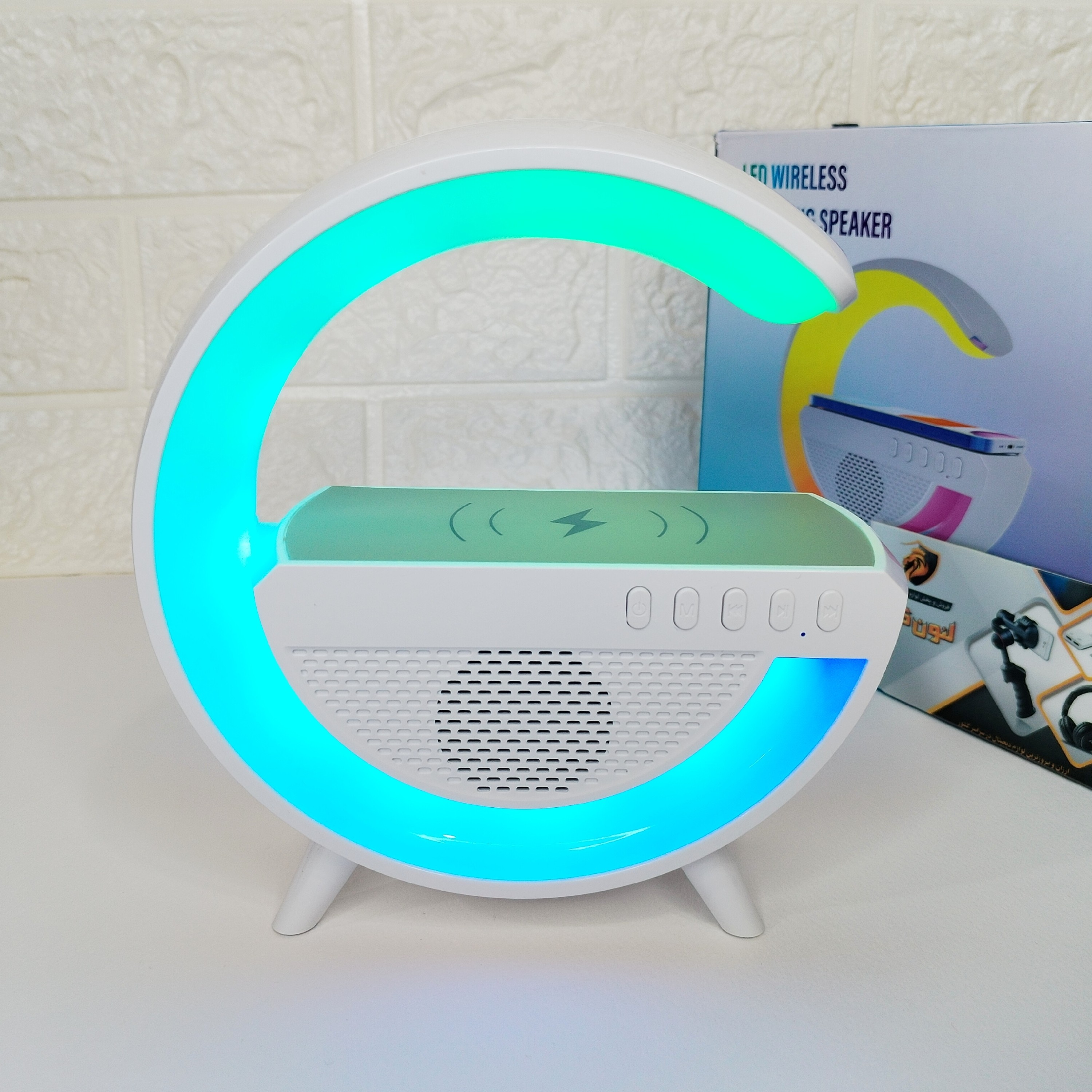 چراغ خواب بلوتوثی دارای اسپیکر و شارژر وایرلس شبخواب Led همراه با ضمانت