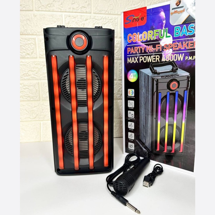 اسپیکر بلوتوثی میکروفون دار رم خور فلش خور قابل حمل قص نور RGB