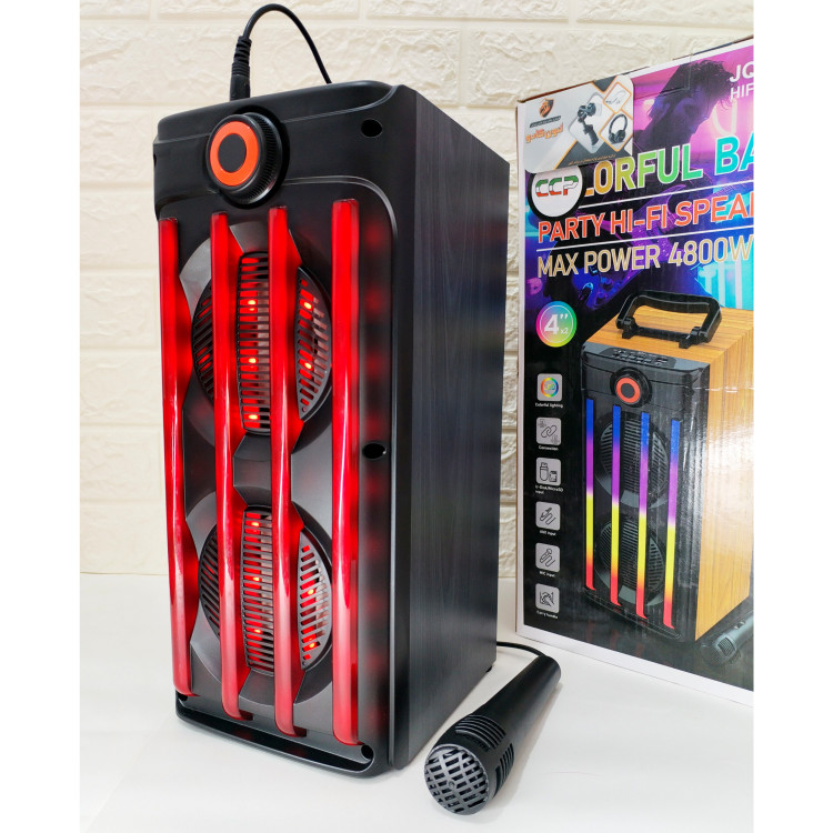 اسپیکر بلوتوثی میکروفون دار رم خور فلش خور قابل حمل قص نور RGB