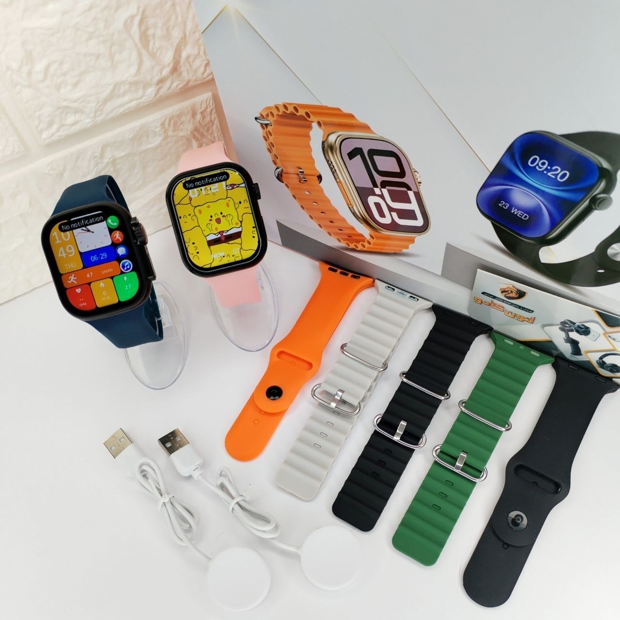 اپل واچ سری 10 دوقلو 7 بند صفحه AMOLED کیفیت فوق العاده مکالمه موزیک گیم تماس ساعت دوقلو ست هوشمند
