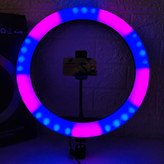 رینگ لایت رنگی سایز 36 RGB به همراه سه پایه 2.10 سانتی متری حرفه ای دارای رقص نور همراه با ضمانت (پس کرایه)