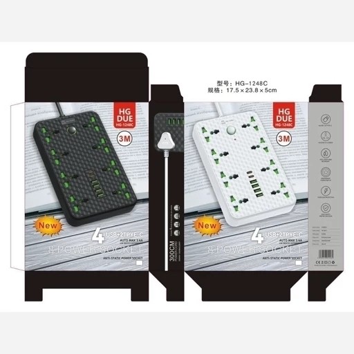 چند راهی و محافظ شوک الکتریکی HG 1248c اصلی با 4 ورودی USB و 2 PD کیفیت عالی