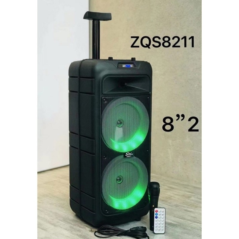 اسپیکر بلوتوثی ZQS8211 چمدانی با رقص نور و میکروفون سیمی قیمت عالی