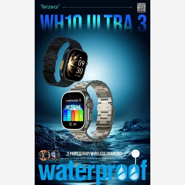 ساعت هوشمند تلزیل WH10 ULTRA3 ضدآب اصلی با 3 بند اضافه کیفیت عالی