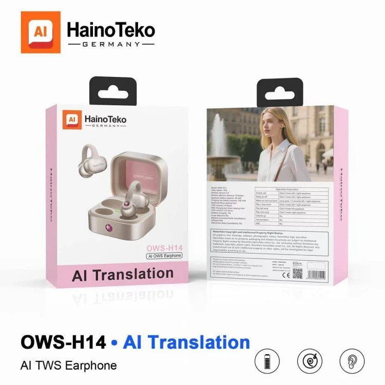 ایرپاد هندزفری بلوتوث زنانه لاله گوش haino teko OWS H14 قیمت عالی