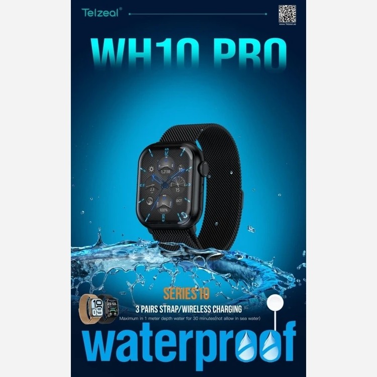 ساعت هوشمند تلزیل WH10 pro اصلی سری 10 ضدآب کیفیت عالی با 3 بند اضافه قیمت عالی