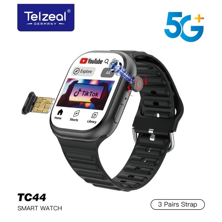 ساعت هوشمند سیمکارت خور Telzeal TC44 5G اصلی Amoled دوربین دار بهمراه 3 عدد بند ریجستری قیمت عالی